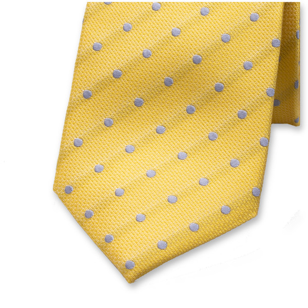 Cravate Jaune - Pois bleu Clair (2)