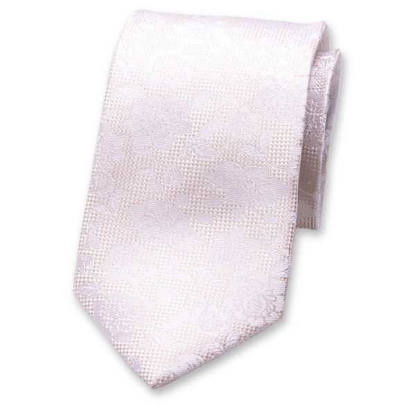 Cravate Blanc Motif dentelle Jacquard (1)