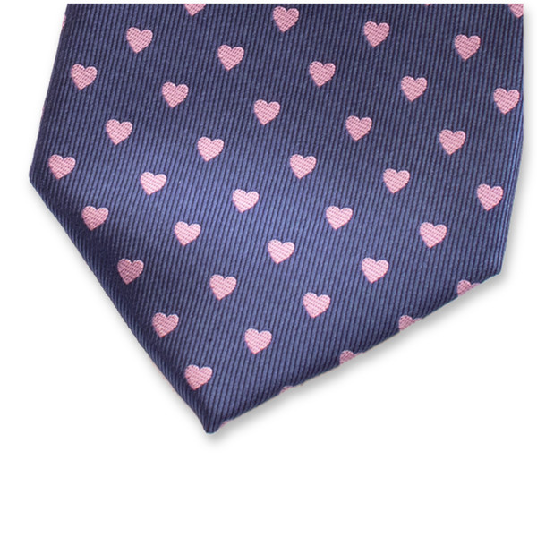 Cravate Bleu Coeurs Roses (2)