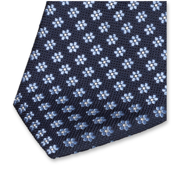 Cravate de Luxe Bleu Foncé - Fleurs (2)