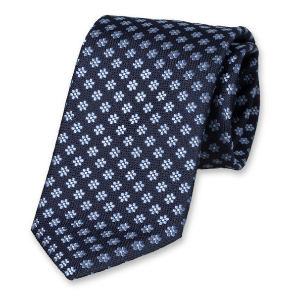 Cravate de Luxe Bleu Foncé - Fleurs (1)