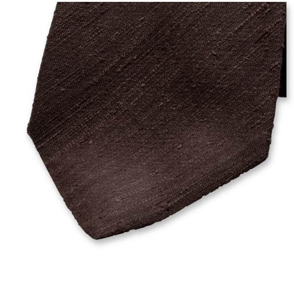 Cravate marron foncé - Soie italienne (2)