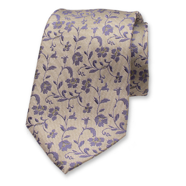 Cravate verte de luxe - Fleurs bleues (1)