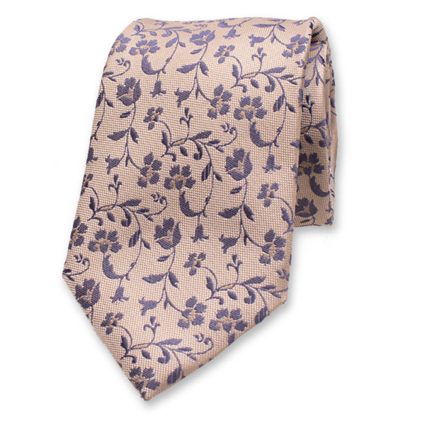 Cravate de luxe beige et bleu foncé - Motif cachemire (1)