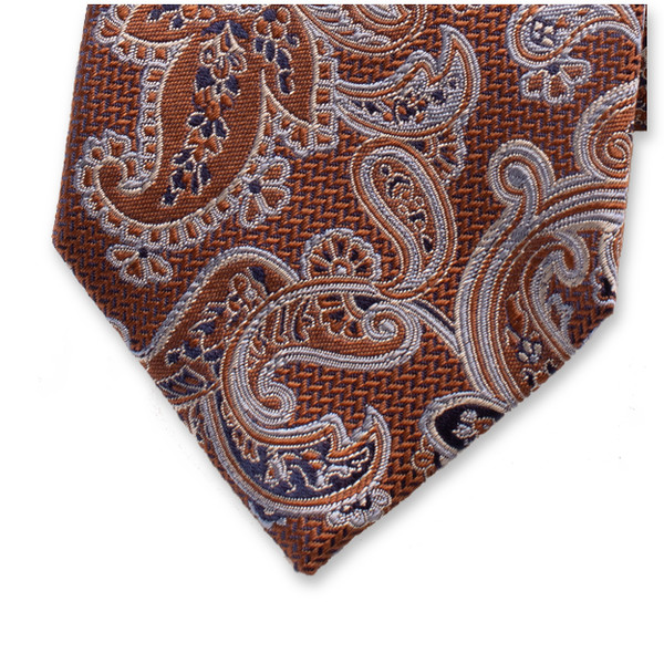 Cravate De Luxe Marron Motif Cachemire Bleu Clair (2)