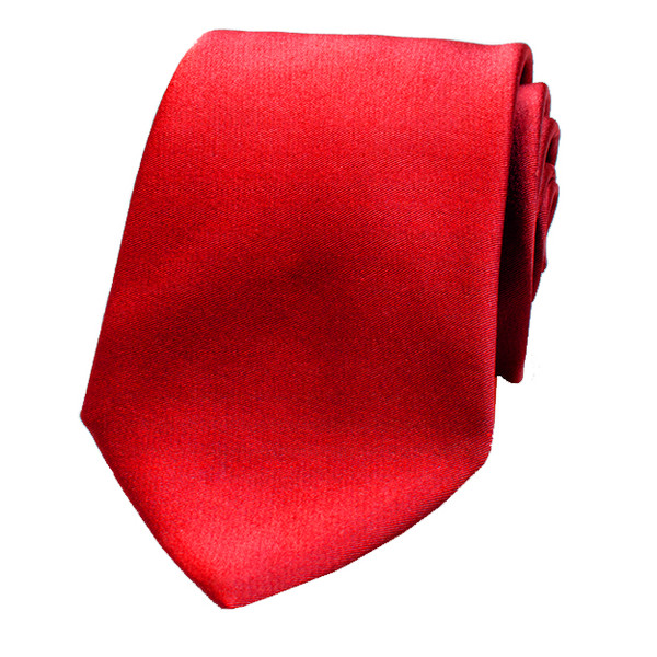 Cravate rouge - Satin de soie italien (1)