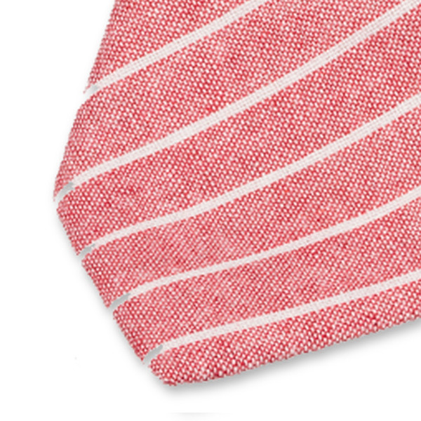 Cravate homme en lin - Rouge-Blanc (2)