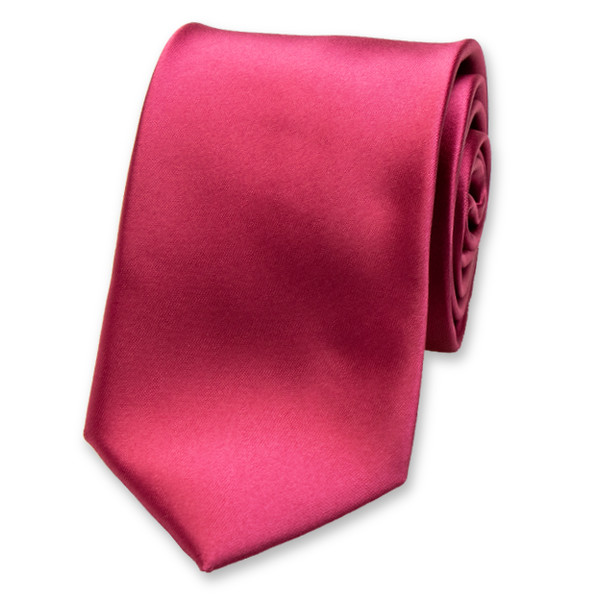 Cravate satin polyester Rouge Framboise (1)