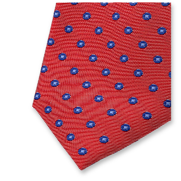 Cravate étroite rouge à pois bleus (2)