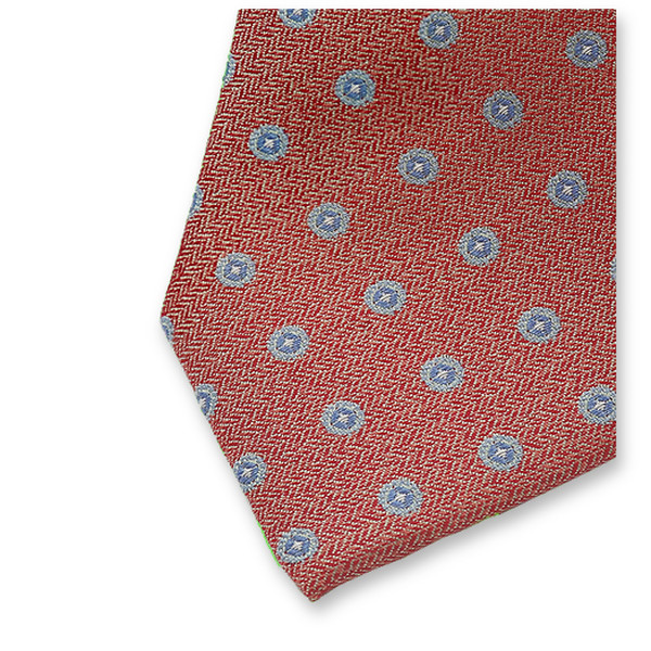 Cravate étroite orange-rouge - motif cercles (2)