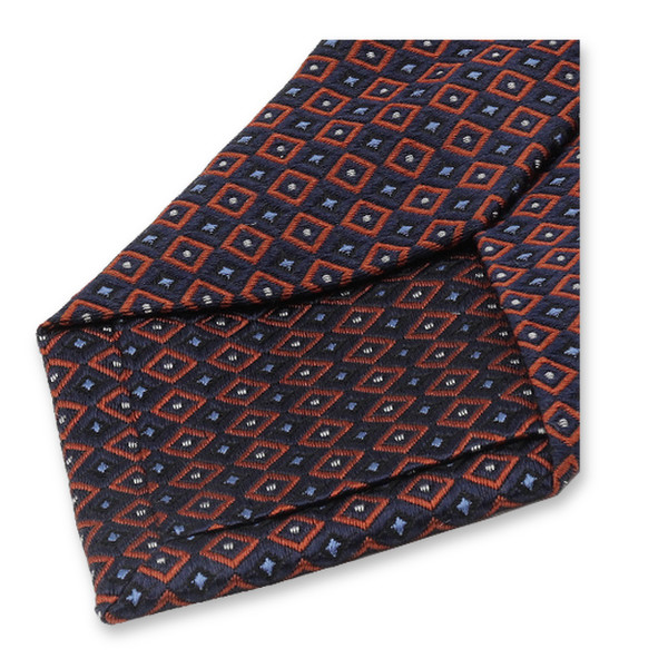 Cravate étroite Bleu Foncé à Motif Orange (2)