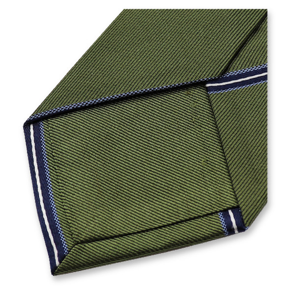 Cravate Vert Mousse - Rayures Bleues (2)