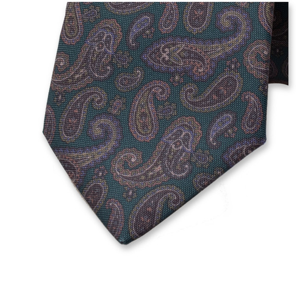 Cravate à motif Paisley Vert - Bleu (2)