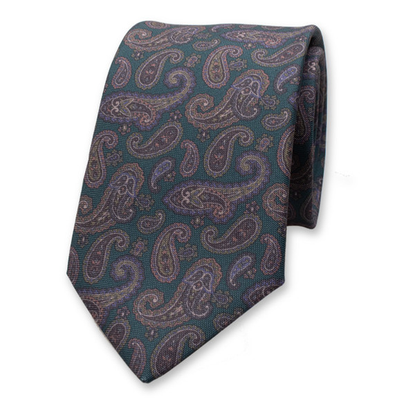 Cravate à motif Paisley Vert - Bleu (1)