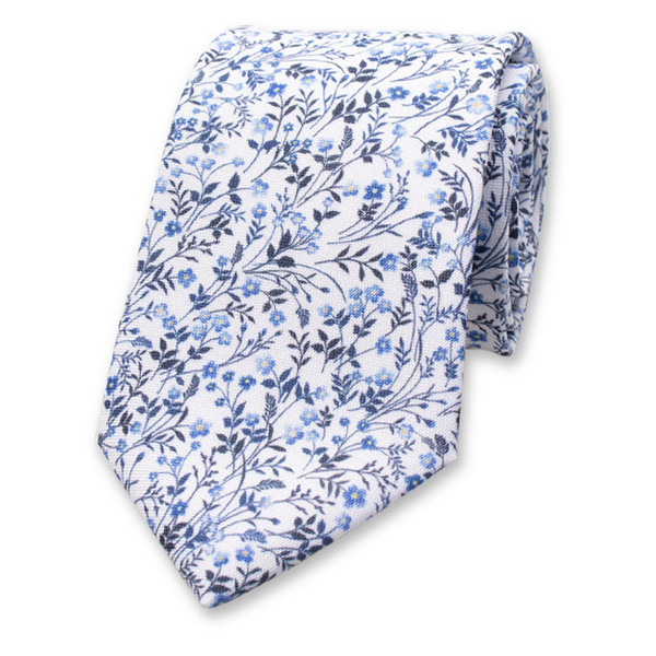 Cravate fleurie bleue et blanche (1)