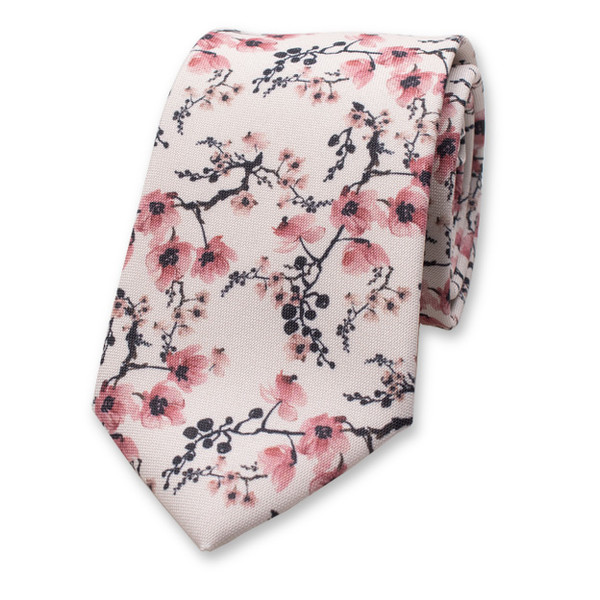 Cravate Fleur Japonaise - Vieux Rose (1)