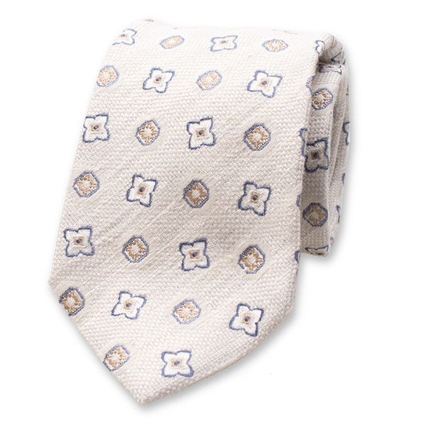 Cravate blanc cassé motif classique - Soie italienne (1)