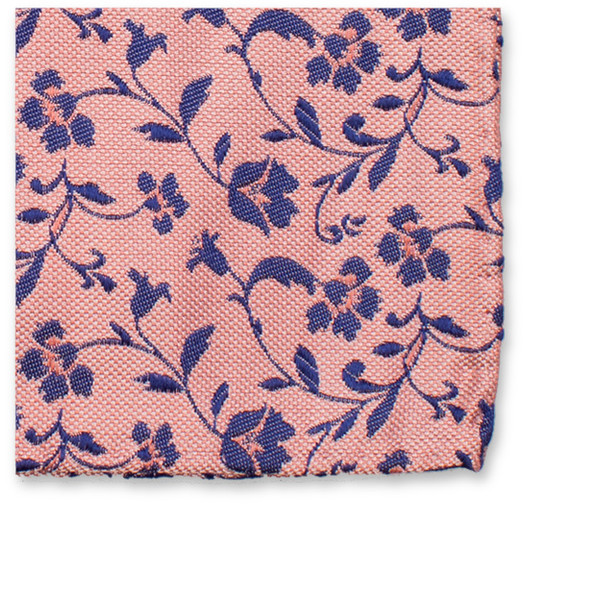 Pochette de costume de luxe rose clair - Fleurs bleues (2)
