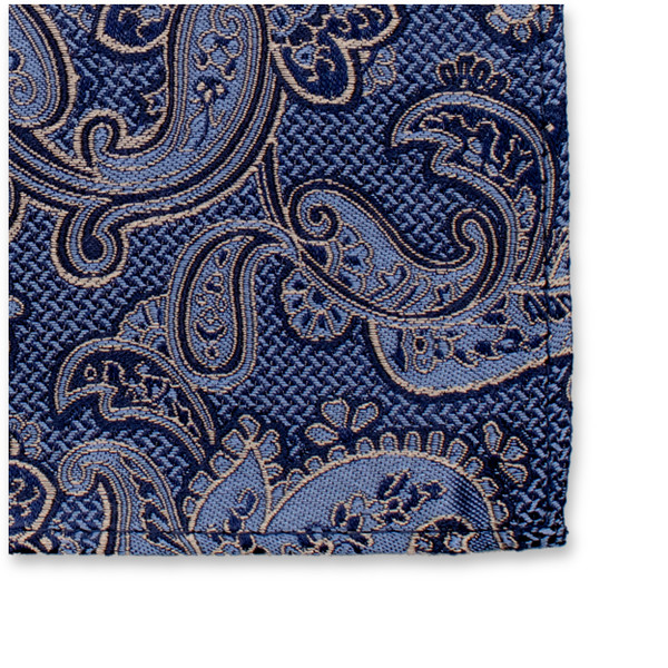 Pochette de Costume de Luxe Bleu Foncé - Motif Beige (2)