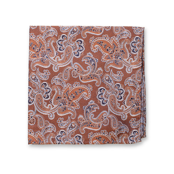 Pochette de luxe marron - Motif cachemire bleu clair (1)