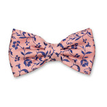 Nœud papillon rose clair de luxe - Fleurs bleues - Thumbnail 1