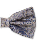 Nœud de Luxe Beige - Motif Paisley Bleu foncé - Thumbnail 2