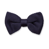 Noeud Papillon Tricoté Bleu Foncé - Thumbnail 1