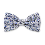 Noeud Papillon Floral Bleu et Blanc - Thumbnail 1