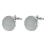 Boutons de manchette Rond blanc - Thumbnail 1