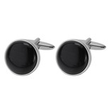 Boutons de manchette Noir rond - Thumbnail 1
