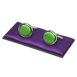 Boutons de manchette homme vert pomme - Thumbnail 1