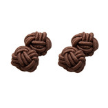 Boutons de manchette en tissu Cognac - Thumbnail 1