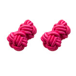 Boutons de manchette en tissu Rose Fuchsia - Thumbnail 1