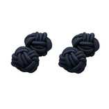 Boutons de manchette en tissu Bleu nuit - Thumbnail 1