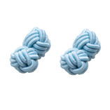 Boutons de manchette en tissu Bleu Bébé - Thumbnail 1