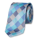 Cravate Bleu-Gris-Aqua à carreaux - Thumbnail 1