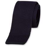Cravate tricot bleu foncé - Thumbnail 1
