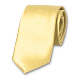 Cravate jaune pale en satin polyester - Thumbnail 1