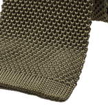 Cravate Tricot Vert Olive - Soie - Thumbnail 2