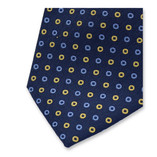 Cravate Bleue Motif Cercles Jaune - Thumbnail 2