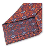 Cravate Rouge Bordeaux - Motif Cercles Orange - Thumbnail 3