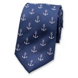 Cravate Bleu Marine - Motif d'ancre - Thumbnail 1