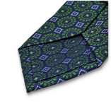 Cravate Motif Cercle Vert Bleu Foncé - Thumbnail 3