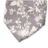 Cravate Fleurie Gris Clair - Thumbnail 2