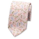 Cravate rose clair à motif floral fin - Thumbnail 1