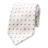 Cravate blanc cassé à motif fin - Soie italienne - Thumbnail 1