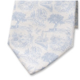 Cravate en Coton Toile de Jouy - Bleu clair - Thumbnail 2
