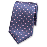 Cravate Bleu Coeurs Roses - Thumbnail 1