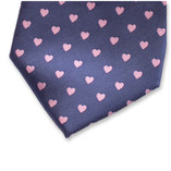 Cravate Bleu Coeurs Roses - Thumbnail 2