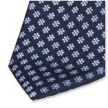 Cravate de Luxe Bleu Foncé - Fleurs - Thumbnail 2